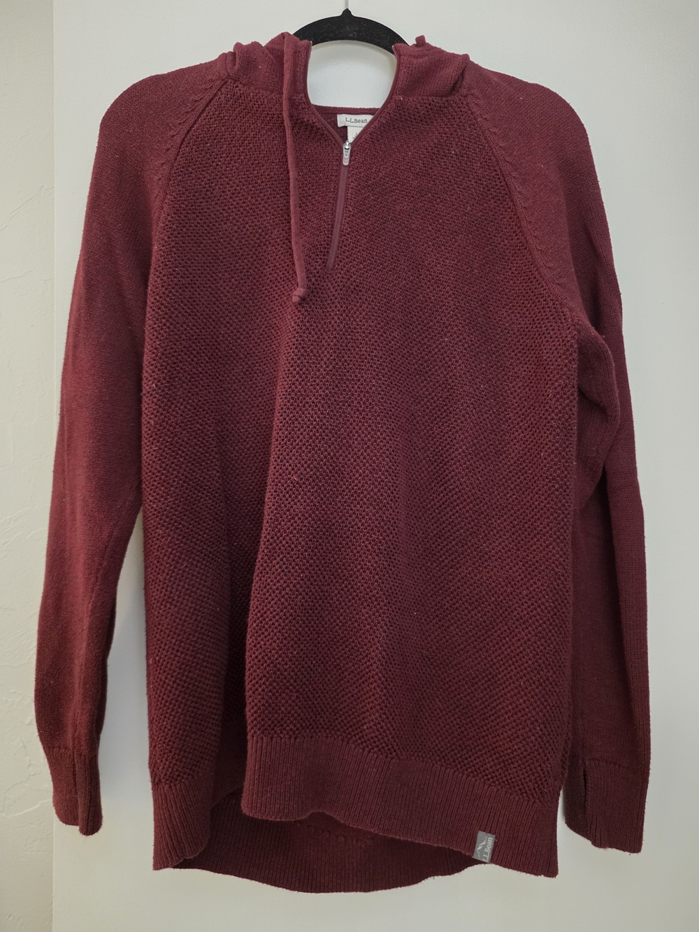 L.L. Bean Women's Maroon Half-Zip Hoodie Sweater